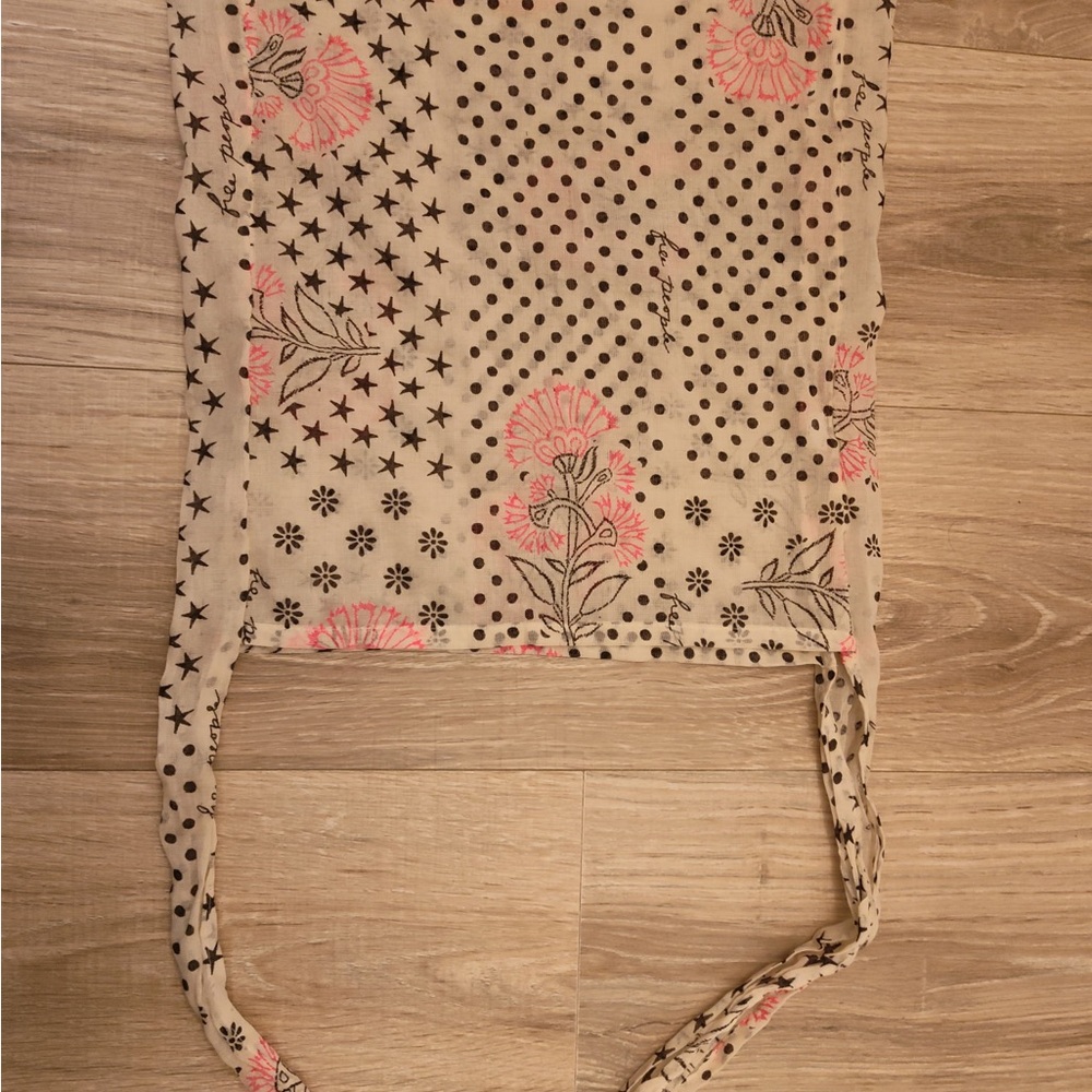 Free People Pink and Black Floral Tote
